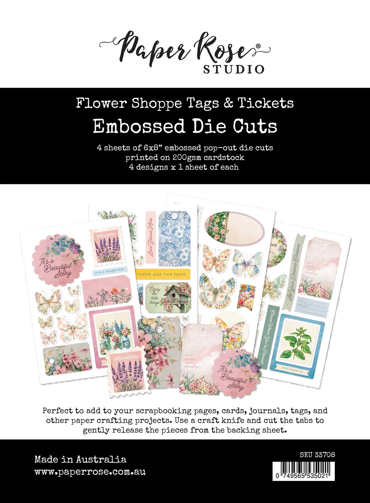 Paper Rose Studio Flower Shoppe Basics Tags Embossed Die Cuts